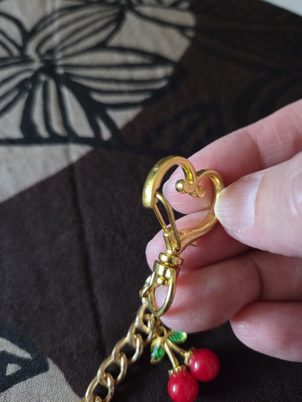 🍒Gold Cherry Bag Charm with Red Enamel Cherries🍒 - Picture 5 of 5